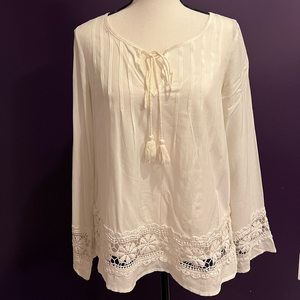Boho white long-sleeve